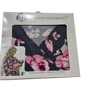 Gerber Modern Moments Robe & Swaddle Set S/M Pink Gray Floral
